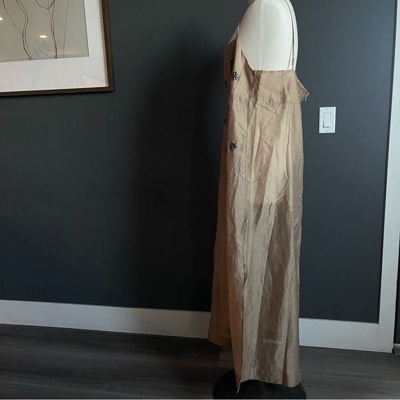 H&M Edition Dark Tan Sheer Embellished Slip Dress - Picture 5 of 15